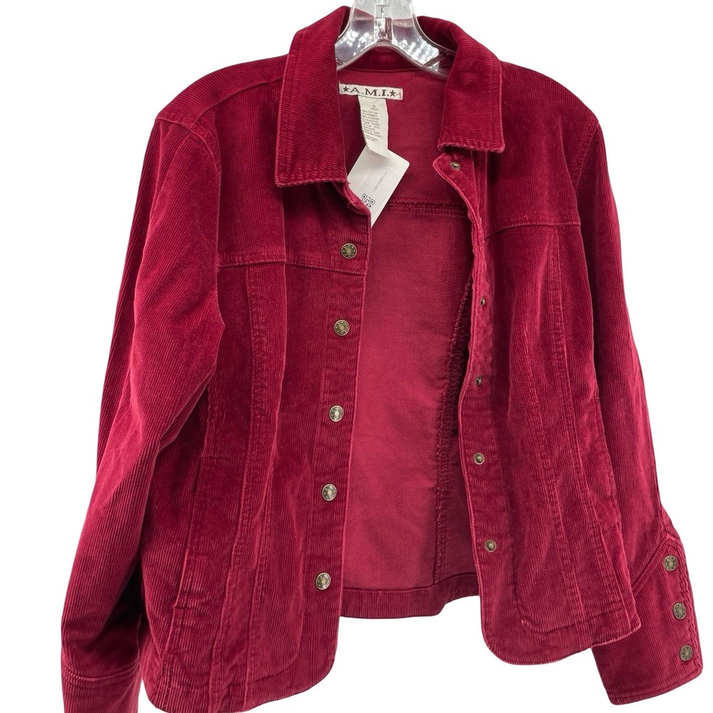 Women's Jacket Trucker Red Corduroy Small